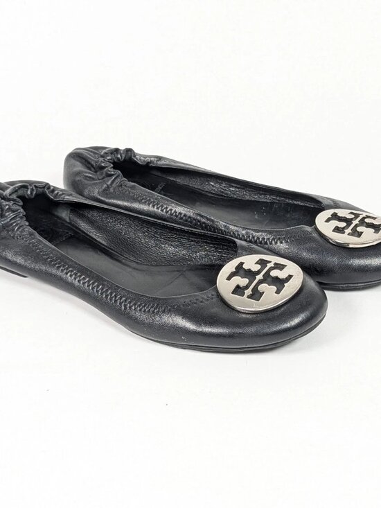Tory Burch Shoes - Tory Burch Minnie Travel Ballet Flats Women 7.5 M Black Leather Logo Medallion